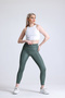 Women's Khaki Winter Raised Diving Fabric Recovery High Waist Leggings - 6