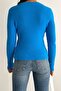 Women's Blue Round Collar Standard Size Plush Knitwear Sweater - 3
