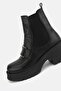 WOMEN'S BLACK GENUINE LEATHER THICK HEEL CHELSEA BOOTS & BOOTIES - 6