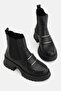 WOMEN'S BLACK GENUINE LEATHER THICK HEEL CHELSEA BOOTS & BOOTIES - 2