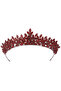 Leaf Model Bride Princess Crown, Bride Queen Crown Burgundy For Wedding Costumes - 4