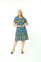 Women's Plus Size Short Sleeve Midi Length Blue Patterned Dress - 2