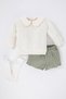 Baby Girl Long Sleeve Corduroy T-Shirt Patterned Shorts Pantyhose 3-Piece Set - 4