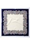 Large Size Silky Sura Rayon Scarf - Dark Blue - Cream - 120 X 120 cm