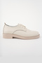 Beige Genuine Leather Women's Oxford Shoes Beige Oxford Lace-up Women's Casual Shoes College Shoes - 4