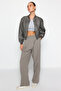Anthracite Distressed Detail Faux Leather Bomber Jacket Coat TWOAW24MO00278 - 14