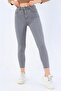 Gray Skinny Leg High Waist Gathers - 5