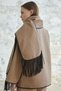 Leather Piping Detailed Scarf Stitched Coat - Camel - 4