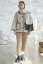 Leather Piping Detailed Scarf Stitched Coat - Ecru - 5