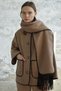 Leather Piping Detailed Scarf Stitched Coat - Camel