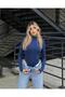 LAGOM MODA Body من القماش الرملي الأساسي باللون الأزرق الداكن - 4
