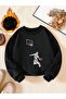 Boy's Black Basketball Dunk Printed Crew Neck Sweatshirt