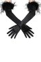 Long Furry Satin Bridal Wedding Gloves For Women Long Prom Party Gloves Black
