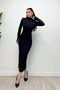 Full Lace Turtleneck Dress - BLACK - 4