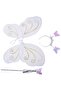 Butterfly angel fairy wing elastic glitter wing scepter stick crown set children's costume white - 2