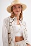 Women's Standard Size Sequined and Embroidered Oversize Shirt - 5