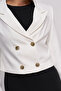 Women's Double Breasted Collar Gold Button Detailed Crop Blazer Jacket - 5