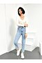 Ice Blue Snow Wash Mom Jeans Lycra High Waist Jeans2024 - 4