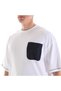 Men's Crew Neck Short Sleeve Oversized Fit Pocket Detail T-Shirt White - 3