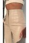 Beige Leather Trousers with Darted Waist - 2