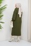 Women's Basket Knit Buttoned Full Length Knitwear Cardigan Khaki - 7