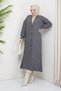 Women's Anthracite Basket Knit Buttoned Full Length Knitwear Cardigan - 3