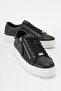 BERLY Black Genuine Leather Women's Sneakers
