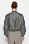 Anthracite Distressed Detail Faux Leather Bomber Jacket Coat TWOAW24MO00278 - 18