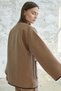 Leather Piping Detailed Scarf Stitched Coat - Camel - 3