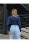 LAGOM MODA Body من القماش الرملي الأساسي باللون الأزرق الداكن - 2