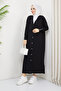 Women's Mercerized Button Detailed Full Length Knit Cardigan Black - 2