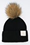 Black Pompom Woven Label Soft Washed Wool And Fold Women's Knitted Beret