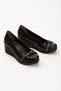 Women's Black Wedge Heel Stone Embroidered Orthopedic Sole Casual Shoes - 2