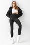 Women's Black Winter Fleece Inside High Waist Gathering Raised Matte Leggings - 6