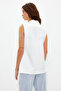 Ecru Fitted Crop Woven Vest Twoaw23Ye00032 - 6