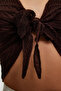 Brown Textured Fitted/Fitted Fit Tie-Detail Flexible Knitted Blouse Twoss24Bz00015 - 6