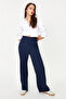 Lacivert Wide Leg/Geniş Paça Beli Lastikli Dokuma Pantolon TWOSS22PL00024 - 11