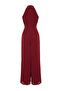 Bordo Kuşaklı Maxi Şifon Astarlı Dokuma Tulum TWOSS23TU00093 - 9