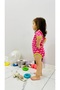 Pink Heart Green Piping Short Sleeve Baby Girl, Children's Bodysuit, Body 100% Cotton Flexible Fabric - 3