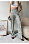 Women's Gray Pompom Teddy Bear Patterned Cotton Elastic Waist Pajama Sweatpants