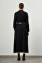 Belted Long Black Dress - 4