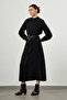 Belted Long Black Dress - 2