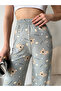 Women's Gray Pompom Teddy Bear Patterned Cotton Elastic Waist Pajama Sweatpants - 2