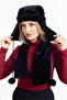 Plush Eared Pilot Hat Scarf Suit Black - 4