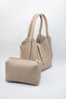 Women's Beige Retro Hand and Shoulder Bag with Inner Bag - 5