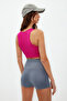 Fuchsia-White 2-Piece Seamless/Seamless Light Support/Shaping Knitted Sports Bra TWOSS22SS00000 - 4