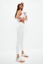 Cream White Wide Waist Elastic Extra Shaping Full Length Knitted Sports Leggings TWOAW21TA0029 - 3