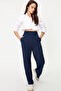 Lacivert Wide Leg/Geniş Paça Beli Lastikli Dokuma Pantolon TWOSS22PL00024 - 12