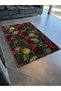 Red Themed Multicolored Flower Ivy Patterned Modern Decorative Carpet 2746 - 3