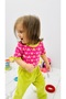 Pink Heart Green Piping Short Sleeve Baby Girl, Children's Bodysuit, Body 100% Cotton Flexible Fabric - 5